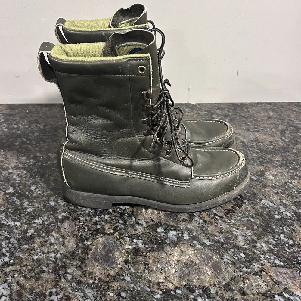 Vintage Red Wing Irish Setter Boots Mens 10.5 D Green Leather Rare 60s Work Wear